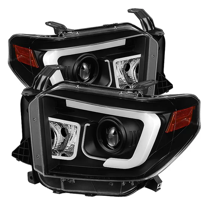 Spyder Auto Black Projector Headlights with Light Bar and DRL Toyota Tundra 2014-2018 - PRO-YD-TTU14-DRL-BK