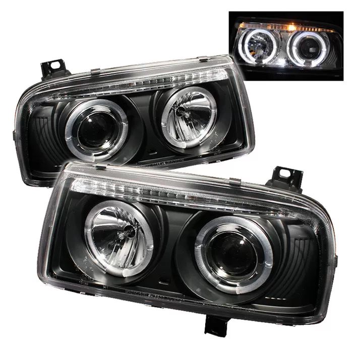 Spyder Auto Black LED Halo Projector Headlights with High H1 and Low H1 Lights Included Volkswagen Jetta III 1993-1998 - PRO-YD-VJ93-HL-BK