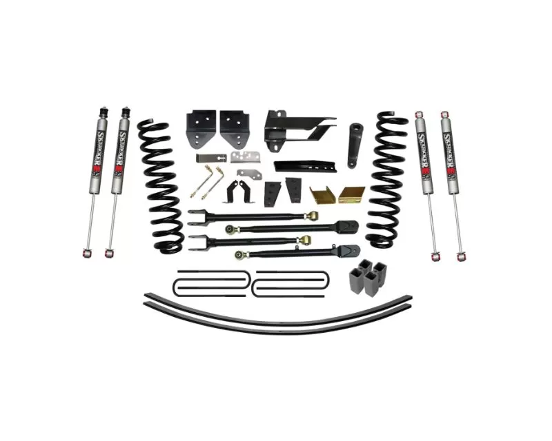 Skyjacker Lift Kit 8.5 Inch Lift w/Adjustable 4-Links w/Front Coil Springs U-Bolts Bump Stop Spacers Radius Arms Lowering Brackets M9500 Monotube Shocks Ford F-250 | F-350 Super Duty Gas 2017-2019 - F17802K-M