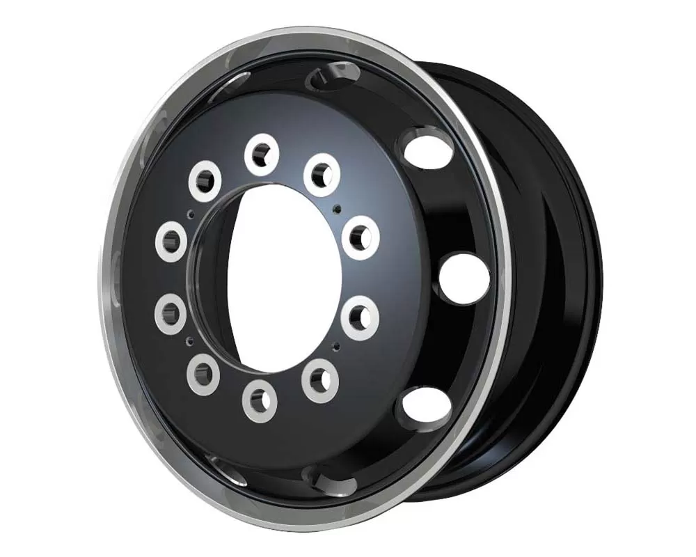 ATX AO404 Journey  22.5x12.25 10X285.75 119mm Glossy Black With Polished Lip - Front Wheel - AO404221210301H