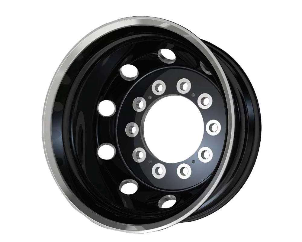 ATX AO404 Journey  24.5x8.25 10X285.75 -168mm Glossy Black With Polished Lip - Rear Outer Wheel - AO40424510302H