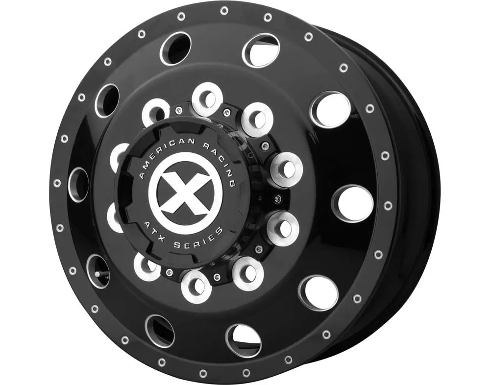 ATX AO405 Trex  22.5x8.25 10X285.75 145mm Gloss Black Milled - Front Wheel - AO40522510303H