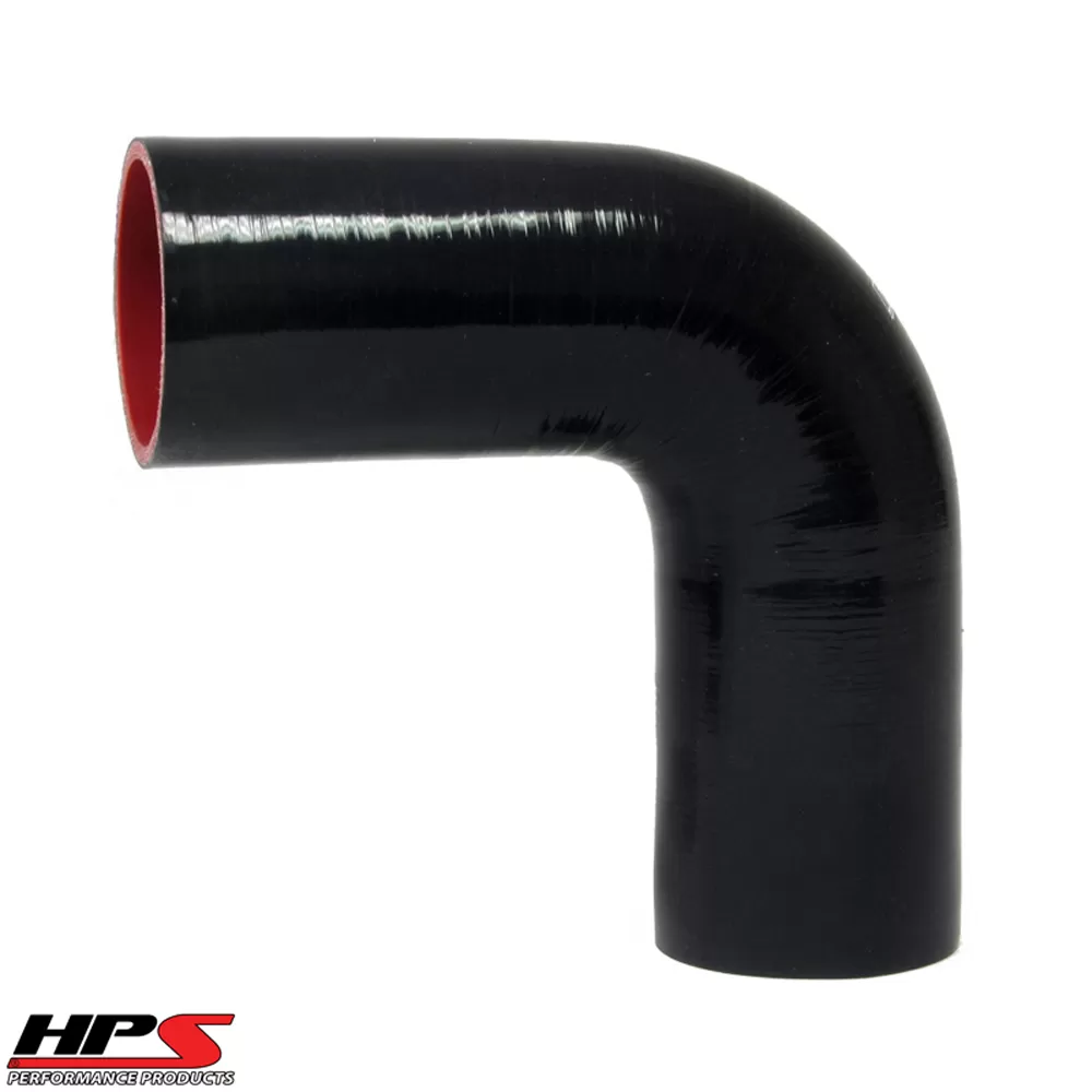 HPS 1 1/8inch (28mm) 4-ply Reinforced 90 Degree Elbow Coupler Silicone Hose Black - HTSEC90-112-BLK