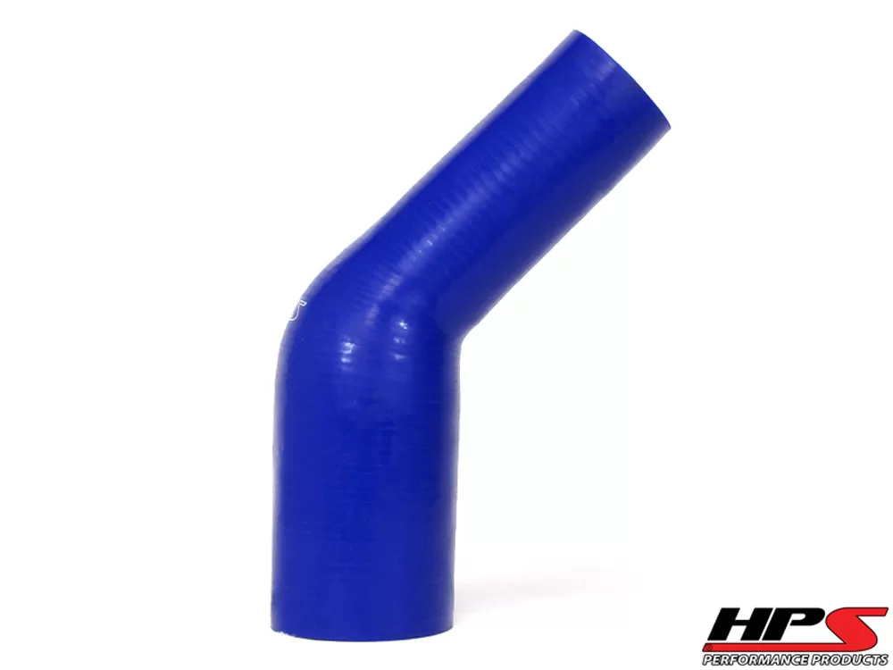 HPS 1 3/16 to 1 3/8inch (30mm to 35mm) 4-ply Reinforced 45 Degree Elbow Reducer Coupler Silicone Hose Blue - HTSER45-118-138-BLUE