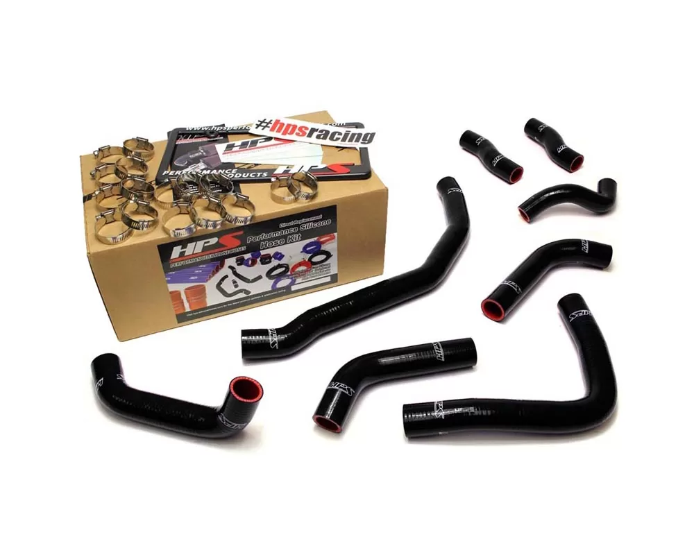 HPS Black Reinforced Silicone Coolant Hose Complete kit (8pc) for front radiator + rear engine for Toyota 90-99 MR2 3SGTE Turbo - 57-1501-BLK