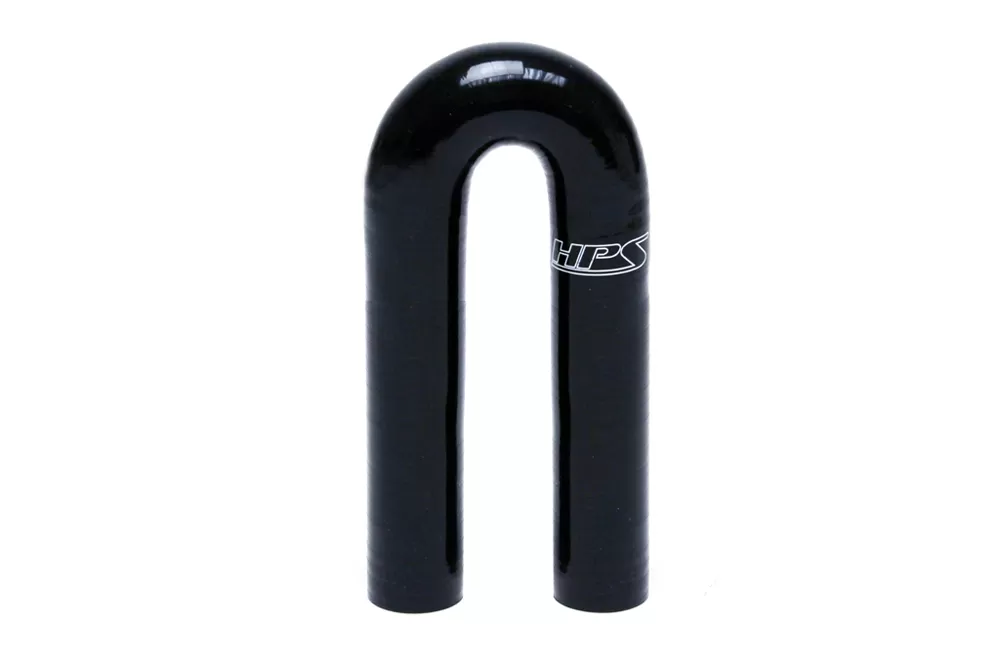 HPS High Temp 7/8" ID 4-ply Reinforced Silicone 180 Degree U Bend Elbow Coupler Hose Black (22mm ID) - HTSEC180-087-BLK