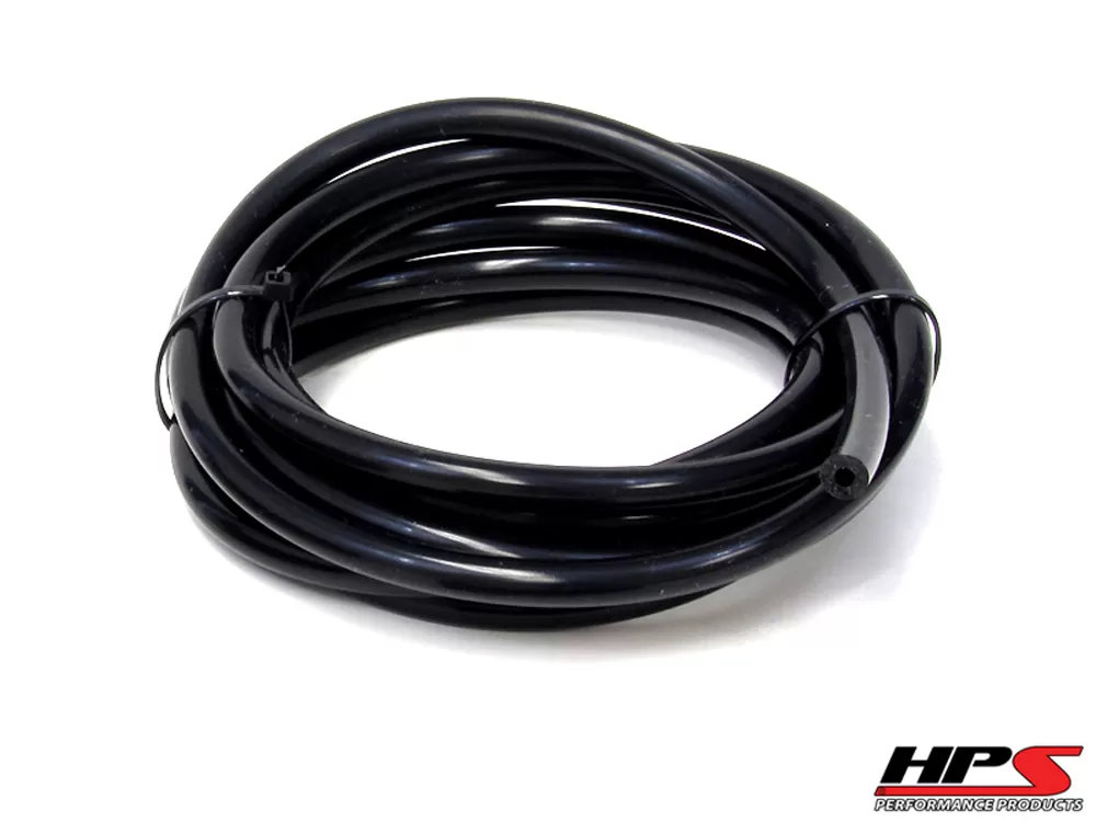 HPS 1/4" (6mm) ID Black High Temp Silicone Vacuum Hose - 5 Feet Pack - HTSVH6-BLKx5
