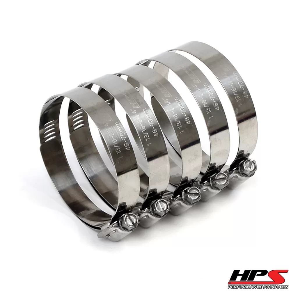 HPS Stainless Steel Worm Gear Liner Clamp SAE 52 5pc Pack 2-13/16" - 3-3/4" (71mm-95mm) - SSWC-71-95x5