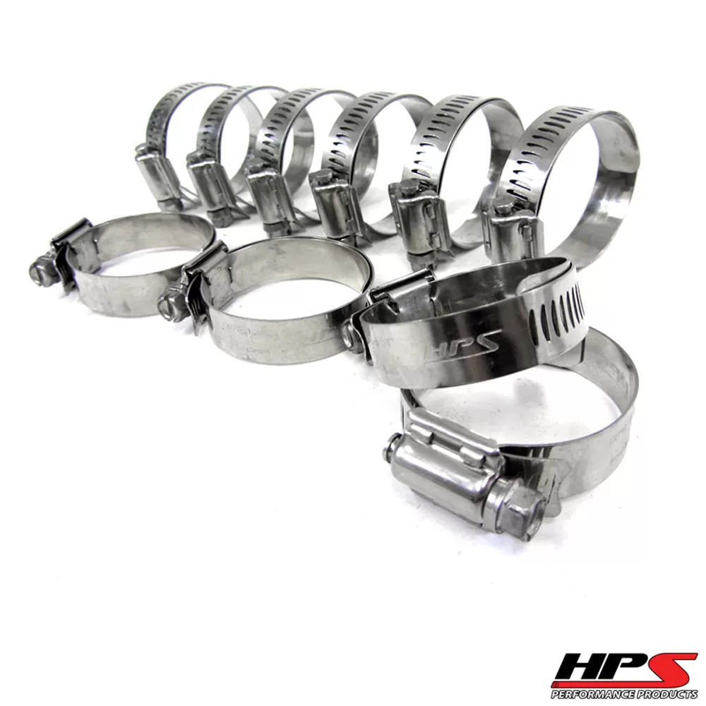 HPS Stainless Steel Worm Gear Liner Clamp SAE 52 10pc Pack 2-13/16" - 3-3/4" (71mm-95mm) - SSWC-71-95x10