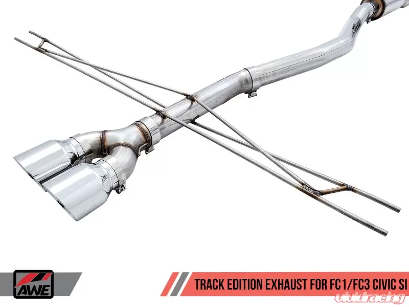 AWE Track Edition Exhaust with Front Pipe Dual Chrome Silver Tips Honda