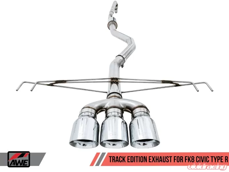 AWE Track Edition Exhaust with Front Pipe Triple Diamond Black Tips
