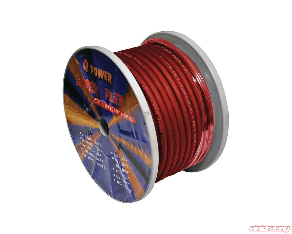100' RED QPOWER 4G100RD NEW POWER WIRE 4GA