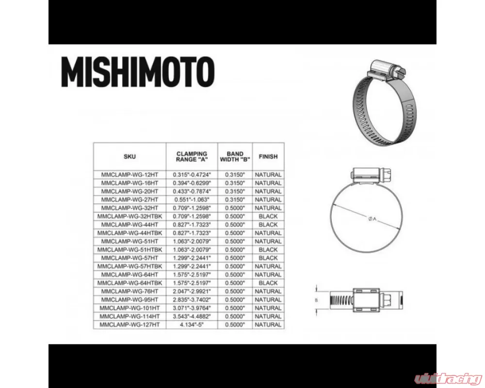Mishimoto High-Torque Worm Gear Clamp 78mm-101mm 3.07"-3.98" Pack of 2 