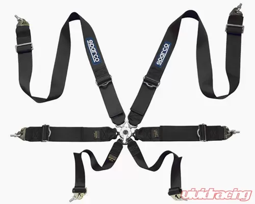 Sparco Competition 6-Point Pull Down Style Harness Black - 04827BMPDNR